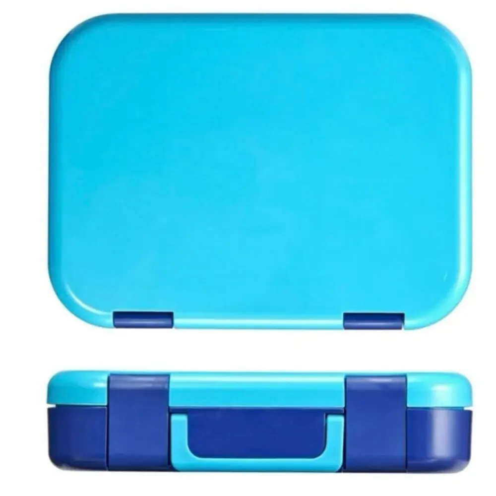 Your Zone Blue Bento Lunch Box with Utensils Condiment Container Dishwasher Safe